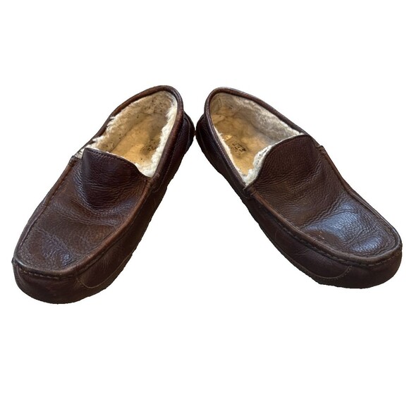 Ugg Men’s Driving Moc Slipper Size 12 Shearling Brown Leather main image 9